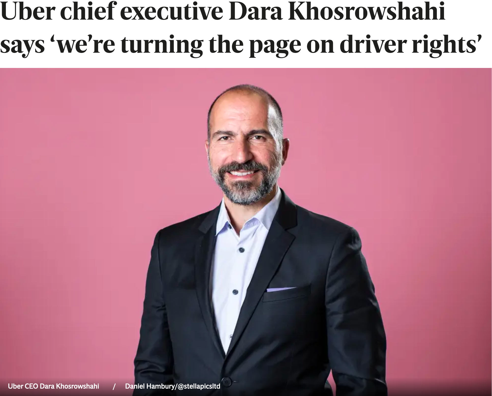 Uber CEO Dara Khosrowshahi / Daniel Hambury/@stellapicsltd